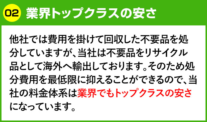 業界トップクラスの安さ